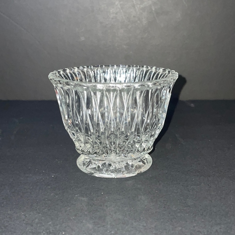 Crystal Glass Candle Holder Small Bowl Vintage Glassware